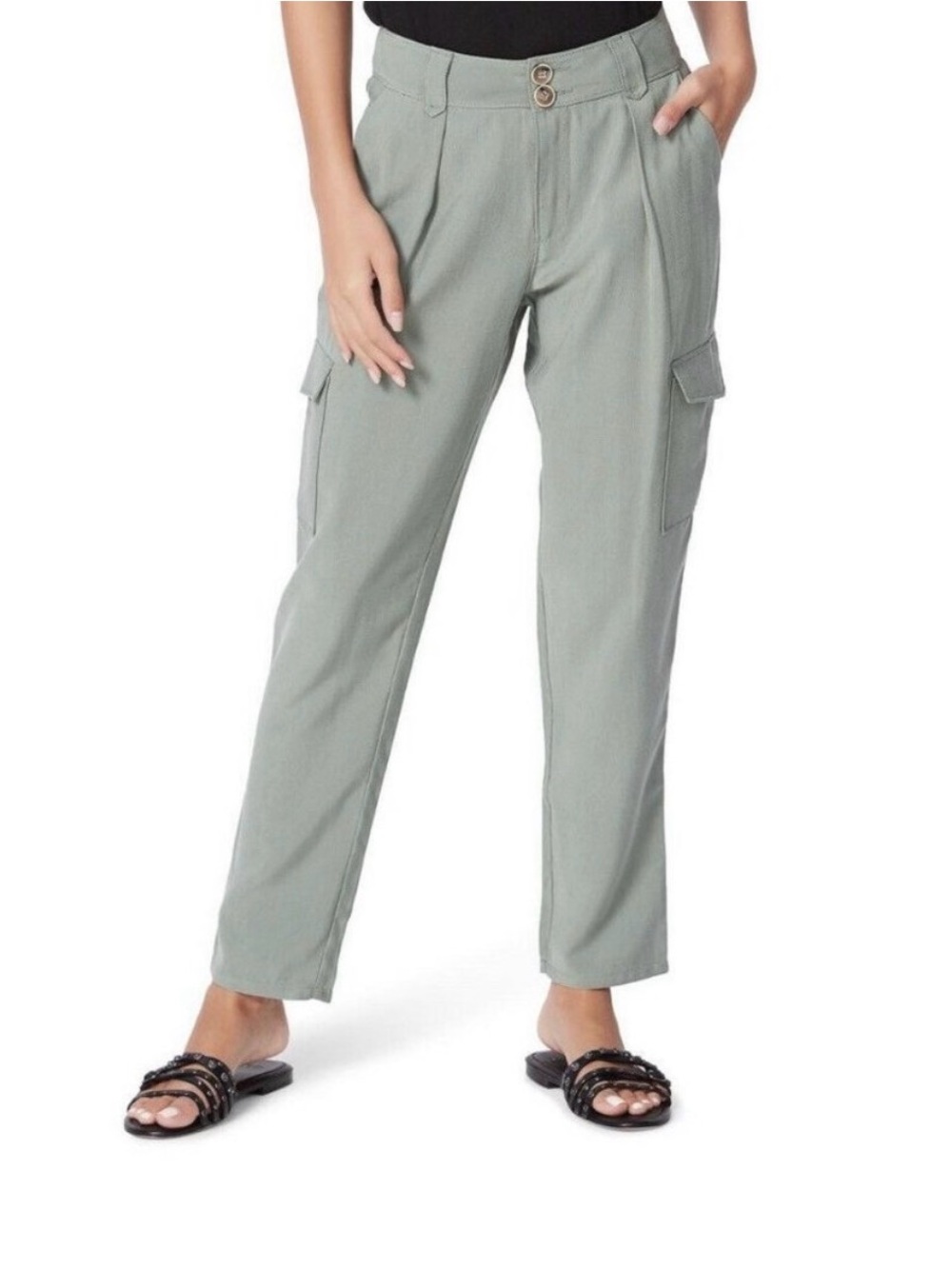 Paige Becca High Rise Tapered Cargo Pants Laurel Green size 14 16
